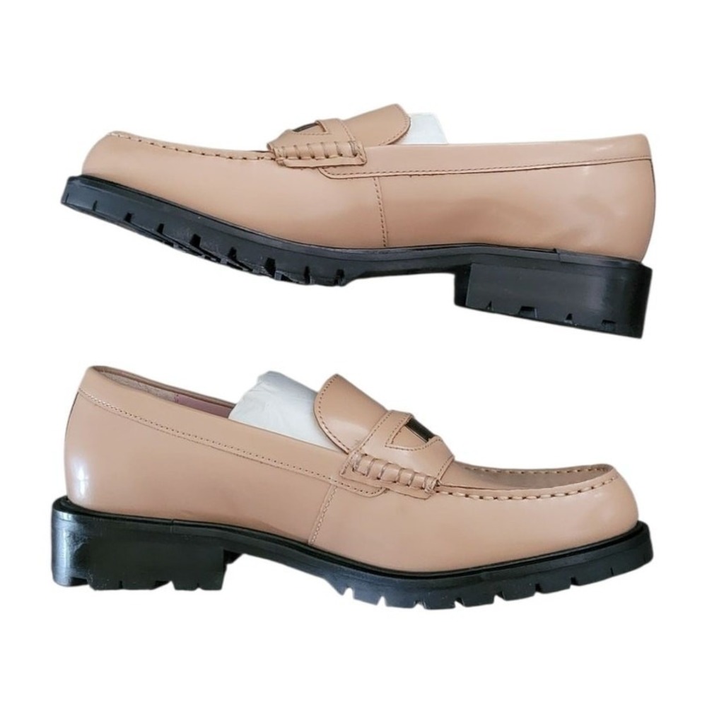 Free People Leather Penny Loafers Size 38 Chunky Black Lug Sole‎ Moc Toe - NEW - Picture 2 of 10
